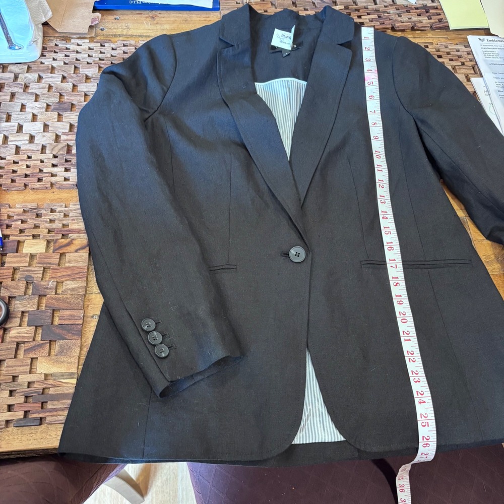 Talbots Womens Black 100% Linen Single Button Blazer Jacket Size 8 VN1953 - Picture 9 of 12